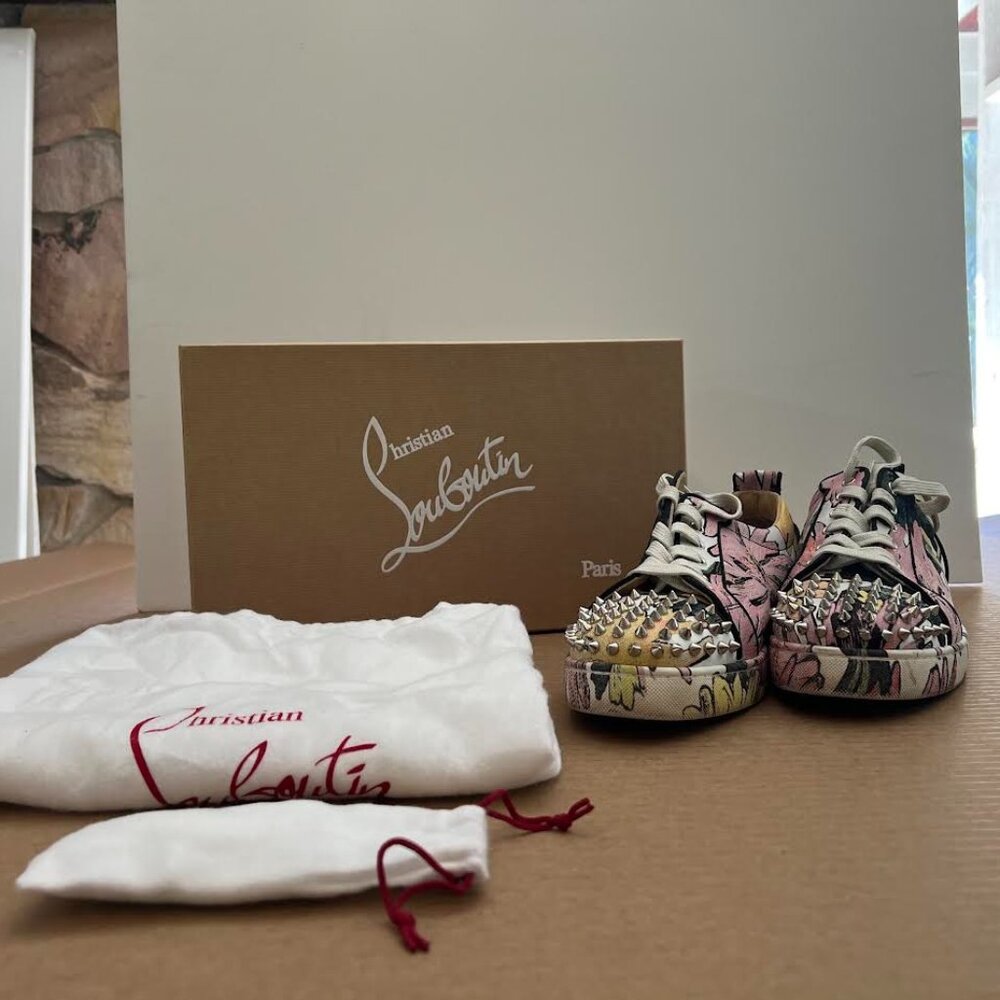 Christian Louboutin Multicolor Floral Fabric Fun Louis Junior Spike Sneakers